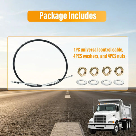 72 Inch Universal Control Cable For 5200 Series Mount, Beefed Up PTO Valve Dump Truck Replacement With Gasket And Nut