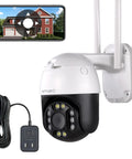 2K Auto Track PTZ Outdoor Security Camera With Color Night Vision Auto Flood Lights 2 Way Audio Auto Siren IP66 Weatherproof