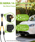 Heavy Duty 50 Amp NEMA 14-50 Y Splitter Adapter Turns One Plug Into Dual RV EV Generator Outlets 50A male plug and dual receptacles.