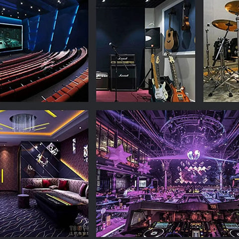 Premium Thick Acoustic Panels 2-Pack Soundproof Foam Tiles for Studio Recording and Home Office with Killer Noise Reduction and Echo Control to Make Your Space Look Fresh and Rock Solid in Gray in a music studio.