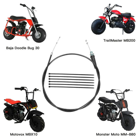 Image showing 50 Inch Mini Bike Throttle Cable Replacement For Coleman CT200U CT200U EX BT200X CT100U Baja Warrior MB16 compatible bikes.