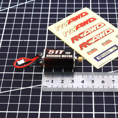 Upgraded 180 Size Carbon Brushed Motor With 51T Turns And 16T Steel Pinion Gear For 1 To 24 Scale Axial SCX24 Crawlers with ruler