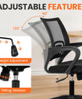 Ergonomic Mesh Office Chair With Lumbar Support, Cushioned Seat, Adjustable Height, Swivel Rolling Wheels, Breathable Backrest shown