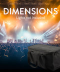 Waterproof Par Light Bag For Four Par Spotlight Lights shown on a concert stage backdrop, dimensions displayed above.