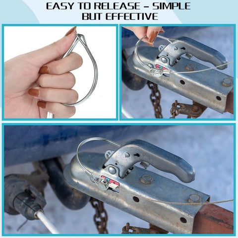 10 Pcs Trailer Coupler Pins With Steel Quick Release Rings For Farm Trailers Wagons And Hitches Locking Pins in use on hitch