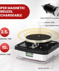 Wireless Magnetic LED Trailer Lights Kit showing magnet base, USB charging port, adapter, 2.5h charge, 10h use