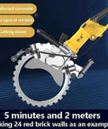 Heavy Duty 8000W Brushless Concrete Ring Saw With Four Premium Blades For Rapid Wall Slotting and a copper motor cutting red bricks.