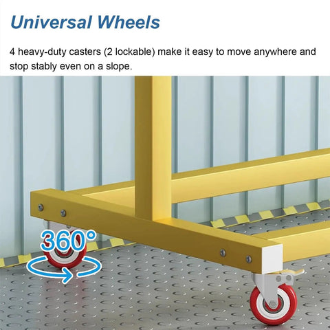High Capacity Bubble Wrap Dispenser Cart That Rolls Like A Charm With Four Locked Swivel Wheels And Fast Slice Blade For Zero Drama Packing Shipping Stash, showcasing 360° swivel caster wheels.