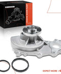 Engine Water Pump With Gasket Replacement For Ford F-150 2011-2016 Expedition 2015-2017 Transit-150 250 350HD 2015-2019 Lincoln Navigator 2015-2017 4-Bolt Pulley Flange Fits, shown with gaskets and packaging box.