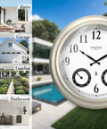 Huge 20 Inch Outdoor Atomic Clock With Thermometer And Hygrometer 3 In 1 Weather Station Large Wall Clock for patio use