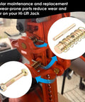Beefed Up Fix It Kit For Heavy Duty Lift Jacks Replacement FK 1 With Pins Springs Cross Pins Link Bolt Nut installed on jack