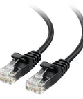Black Ethernet cable with snagless connectors, 10Gbps Snagless Cat6 Ethernet Cable 25ft Slim Profile Patch Cord For PC Router Switch NAS And More.