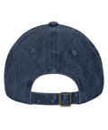 Back view of No Crying On The Yacht Funny Hat For Men Navy Blue Washed Distressed Baseball Cap with adjustable strap