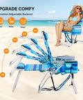 16 Inch Tall Beach Chairs For Adults 2 Pack Lightweight Backpack Camp Chairs With 5 Positions Cooler Bag Cup Holder Towel Rack