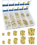 Brass Heat Set Threaded Inserts Kit For Diyers And 3D Printing, 148 Pcs M2 M2.5 M3 M4 M5 M6 Assortment With Knurled Nuts