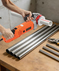 2300W Heavy Duty Electric Pipe Threader Machine Kit in use on steel pipes at a construction jobsite, showing reliable torque and fast cutting.