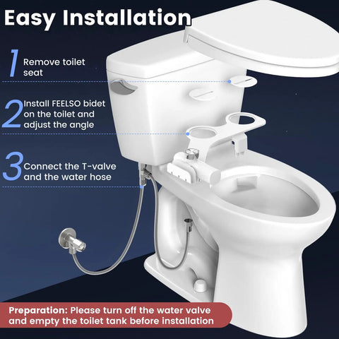 Toilet Bidet Attachment With Filter And Self Cleaning Dual Nozzle Frontal And Rear Wash Ultra Slim Non Electric Sprayer For Hard Water Adjustable Water Pressure Easy Install No Fuss Hygiene Upgrade installation diagram