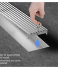 HeavyDuty 304 Stainless Steel Bathroom Floor Drain With Bamboo Style Grate And Gun Grey Finish NoDrama Setup SwiftWater Flow For Wet Room Bathtub 80Cm Installation, showing easy disassembly for cleaning.