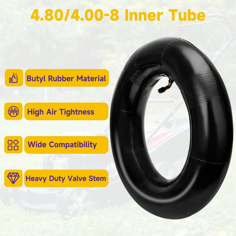 Beefed-Up 4.80-8 Inner Tube Replacement for Wheelbarrows Trailers Lawn Mowers with TR87 Bent Valve