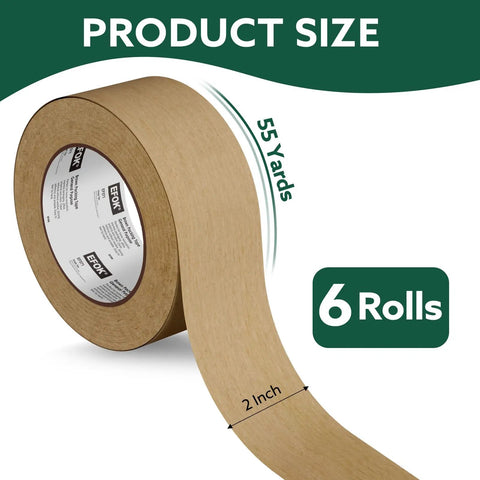 6 Rolls Brown Packing Tape Bulk Pack 2 Inch By 55 Yards Kraft Paper Shipping Tape For Cardboard Boxes Express Parcels And Office Use Tear By Hand Workhorse Go To Moving And Warehousing