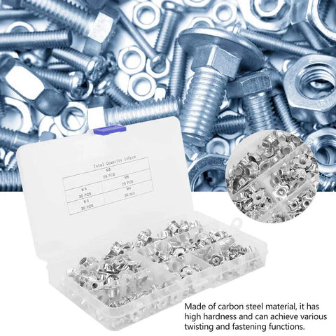 Galvanized Silver Carbon Steel Tee Nut Kit For Furniture Projects, M3 M4 M5 M6 M8 sizes in organized box, rust resistant finish