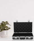 Kickass Aluminum Toolbox Carrying Case With Grip Handle open, black interior, sturdy aluminum exterior, perfect for organizing tools and camera gear.