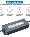 Heavy Duty 300W IP67 Waterproof LED Power Supply, 90-130V AC To 12V DC, 25A Output with security protection features visible