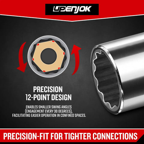 1/4 Inch Drive 10mm Universal Joint Socket 12 Point Mirror Finish Cr-V Steel Built Beefy For Maximum Strength And Durability, Perfect For Pro Jobs And DIY Projects, 12-point end view