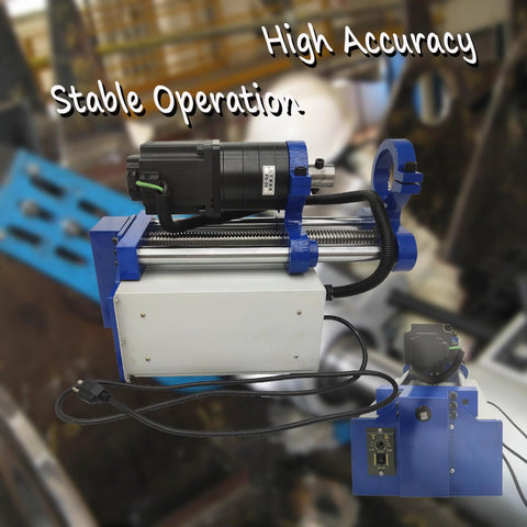 INTSUPERMAI 110V portable boring machine with blue frame, control handle, mounted on linear rails