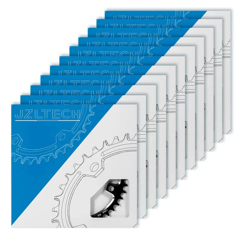 10-pack of 130 BCD Round Bike Chainring 42T Narrow Wide Single Chainring packaging for 8-12 speed road bikes in blue and white