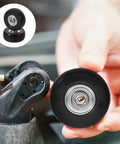 Premium Suitcase Wheels Repair Kit Full Sets With Precision Roller Bearings For Super Easy DIY Fixes And Durable Rubber Metal Build Ensuring Smooth Silent Rolls On All Trolleys And Luggage Bags Enjoy Zero Hassles On The Road For Every Trip. black luggage wheel repair kit with bearings, close-up replacement