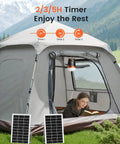 20 Inch Portable Ceiling Fan With Solar Charging And 20000 Mah Battery Includes Wireless Remote To Crank Up Fresh Airflow for tent use.