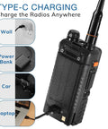 10W Ham Radio Handheld With Long Range VHF UHF Two Way Walkie Talkie NOAA Weather Receiver USB C Charging Options