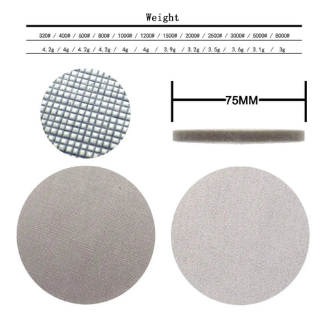 3 Inch Pro Foam Trizact Sanding Discs Polishing Pads With Hookit Backing Grit Range 320 Up To 8000 showing various textures and thicknesses.