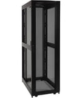 48U Server Rack Enclosure Front Doors Zero Side Panels Optimized For Quick Baying Heavy Steel Frame, side view showing mesh design.