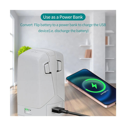 Two-Way Charging Hub For Flip Drones with smartphone charging feature shown in home setting