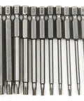 Magnetic Torx Bit Set 11 Piece T6 Through T40 with 1/4 Inch Hex Shank 3 Inch Length S2 Steel Security Tamper Proof