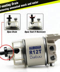 10 Micron Fuel Water Separator Kit For Outboard Motors Marine Filter System With 30 GPH Flow Removes Water And Particles Up To 99 Percent Replaces S3240 120AT NPT Three Eighths Inch Inlet Outlet For Gas And Diesel Engines Easy Install with self-venting drain.