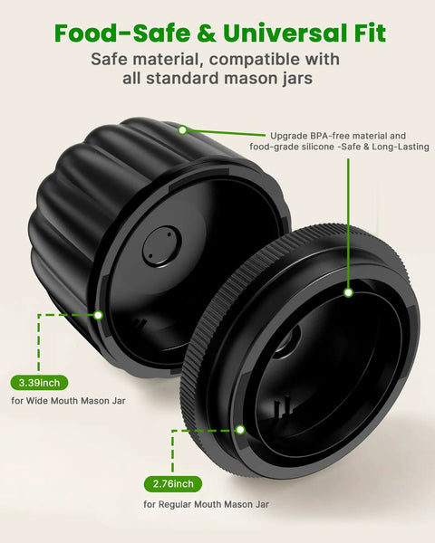 Lids from Mason Jar Vacuum Sealer Kit Cordless Auto Stop With 10 Lids For Wide And Regular Mouth Jars Canning Sealer
