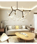 Sleek Modern Herringbone Pendant Light With Dimmable Led G9 Fixtures Heavy Duty Iron Build For Contemporary Living Rooms And Dining Spaces. Elegant lighting in a modern living room setting.
