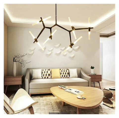 Post-Modern Nordic Pendant Light Herringbone Contemporary Living Room Dining Room Dimmable G9 Bulb Hanging Lamps LED in stylish decor.