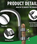 All-Purpose Garden Sickle With Replaceable Wooden Handle And Heavy-Duty Manganese Steel Blade for Branch Harvesting