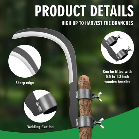 All-Purpose Garden Sickle With Replaceable Wooden Handle And Heavy-Duty Manganese Steel Blade for Branch Harvesting