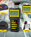 Handheld Ultrasonic Flowmeter Clamp On Portable Liquid Flow Meter With S1 M2 Transducers, digital display, for pipe measurement.
