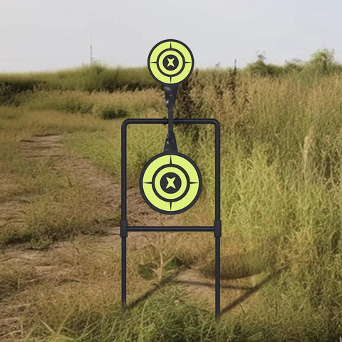 Double Spinner Shooting Targets 3/8 Inch Thick Steel Auto Reset Targets for Centerfire Handguns outdoors setup
