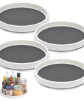 Set Of 4 10 Inch Rotating Lazy Susan Organizer With Non Skid Beaded Surface And No Slip Feet For Cabinets Pantries Gray