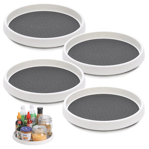 Set Of 4 10 Inch Rotating Lazy Susan Organizer With Non Skid Beaded Surface And No Slip Feet For Cabinets Pantries Gray