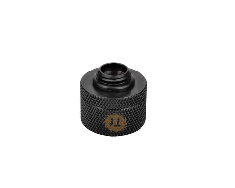 Thermaltake Pacific DIY LCS compression fitting, black knurled metal, 1/2" ID x 3/4" OD