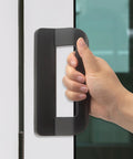 Full Replacement Sliding Door Handle Set For Five And Five Eighths Inch Hole Spacing With Mortise Lock And Key Front And Back Side Black Finish