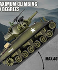 1 18th Scale RC Battle Tank With BB Shooting, Smoke And Lights climbing 40-degree slope, M4A3 Sherman model, all terrain use